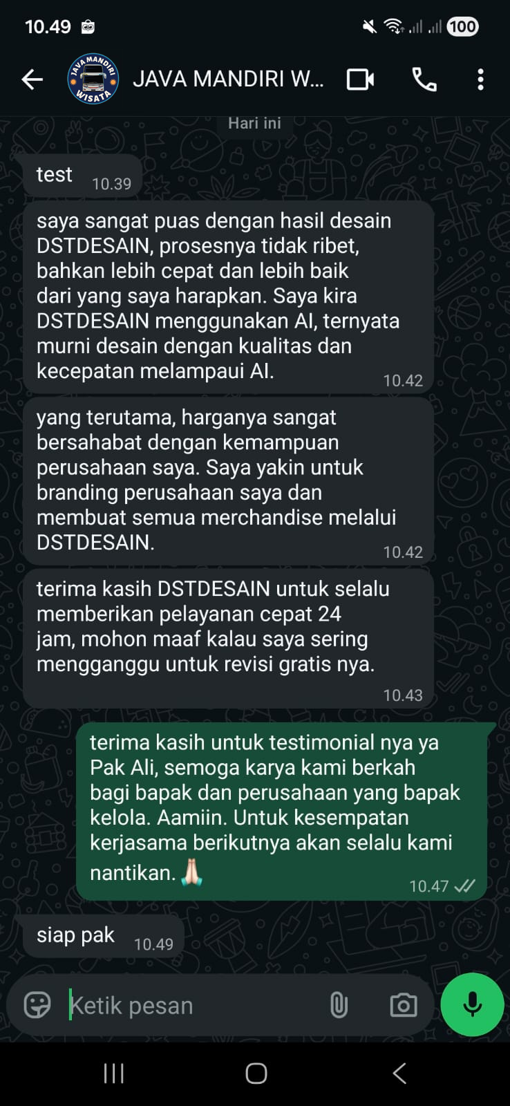 Testimoni ALI AL GHIFARI